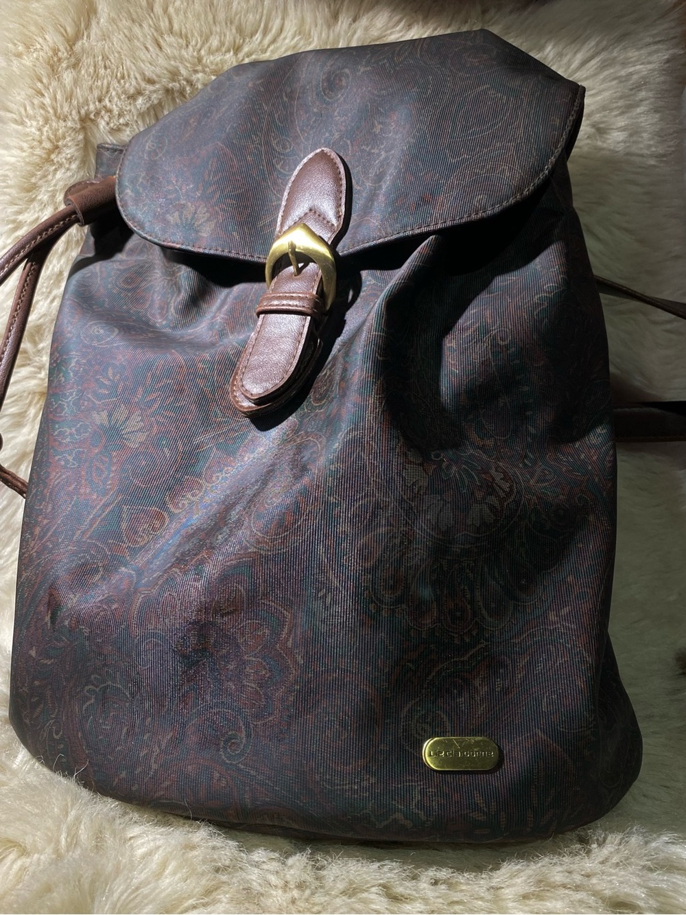 Liz Claiborne Multicolor Paisley Shoulder Bag with Gold Logo Plaque